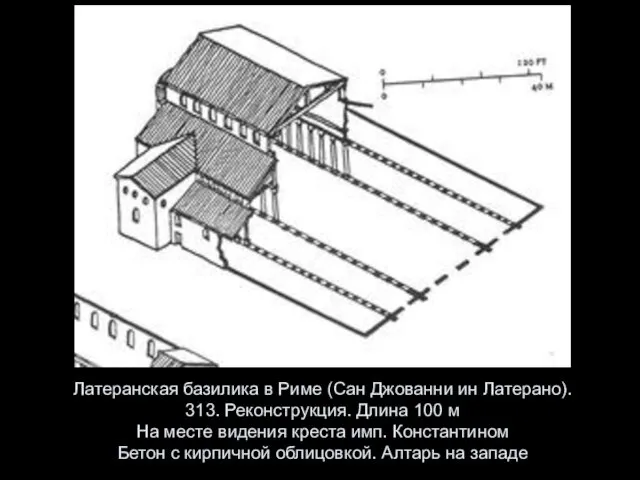 Латеранская базилика в Риме (Сан Джованни ин Латерано). 313. Реконструкция. Длина