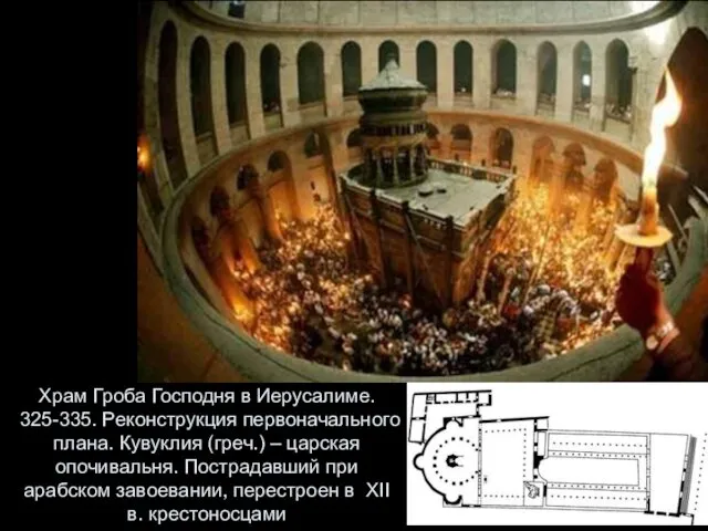 Храм Гроба Господня в Иерусалиме. 325-335. Реконструкция первоначального плана. Кувуклия (греч.)