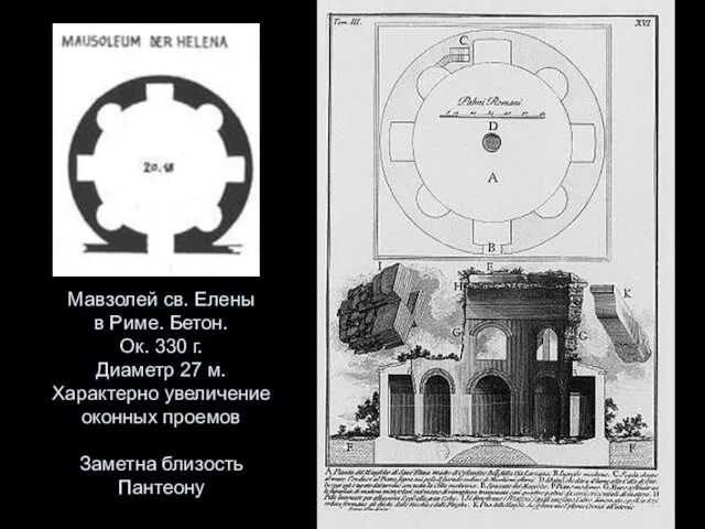 Мавзолей св. Елены в Риме. Бетон. Ок. 330 г. Диаметр 27