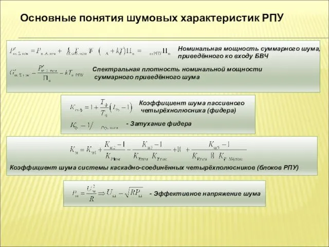 Номинальная мощность суммарного шума, приведённого ко входу БВЧ Спектральная плотность номинальной