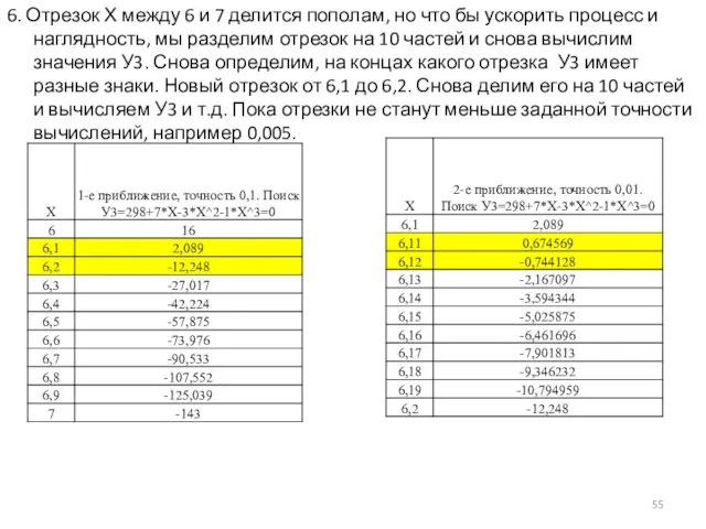 6. Отрезок Х между 6 и 7 делится пополам, но что