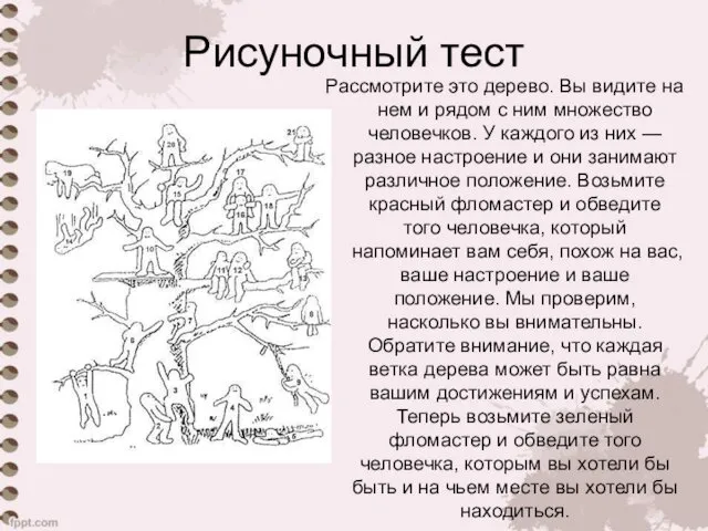 Рисуночный тест Рассмотрите это дерево. Вы видите на нем и рядом