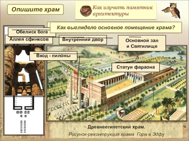 Как выглядит внутренний двор храма? Древнеегипетский храм. Рисунок-реконтрукция храма Гора в