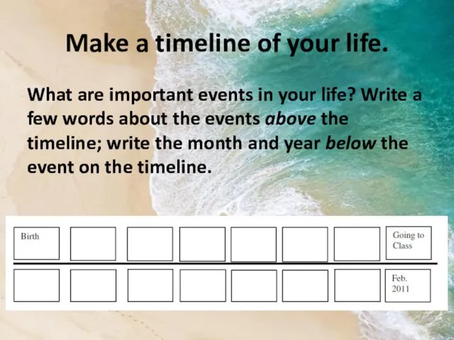 Make a timeline of your life. What are important events in