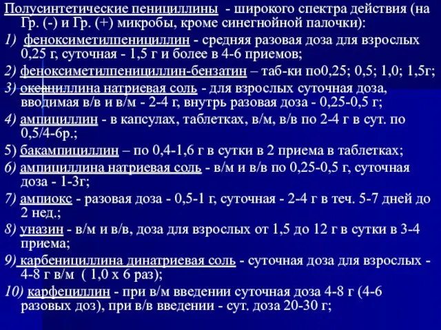 Полусинтетические пенициллины - широкого спектра действия (на Гр. (-) и Гр.