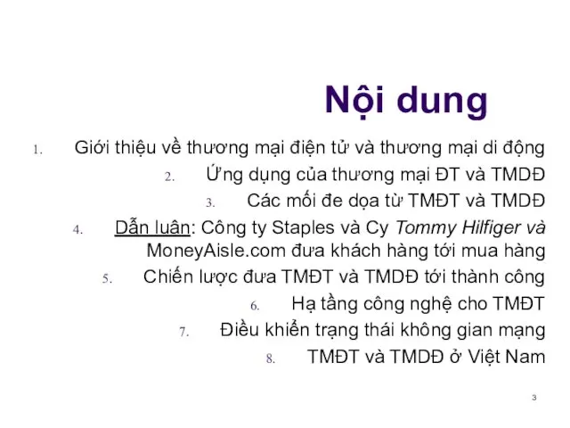 Nội dung Giới thiệu về thương mại điện tử và thương