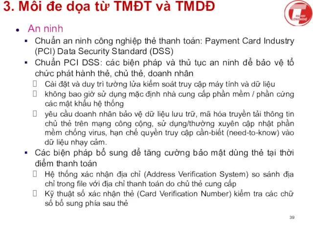 3. Mối đe dọa từ TMĐT và TMDĐ An ninh Chuẩn