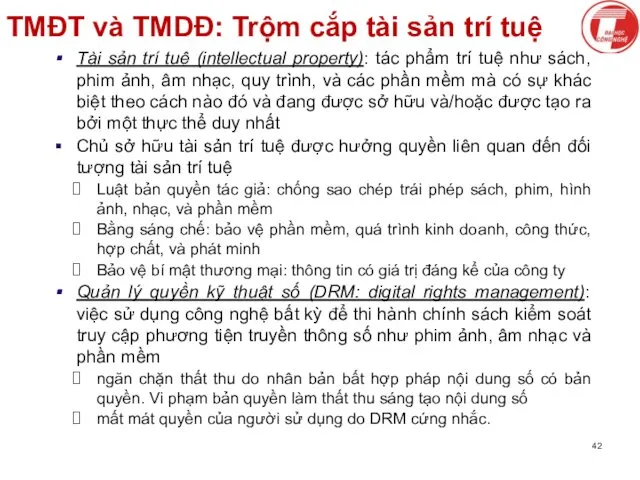 TMĐT và TMDĐ: Trộm cắp tài sản trí tuệ Tài sản