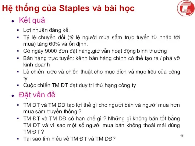 Hệ thống của Staples và bài học Kết quả Lợi nhuận