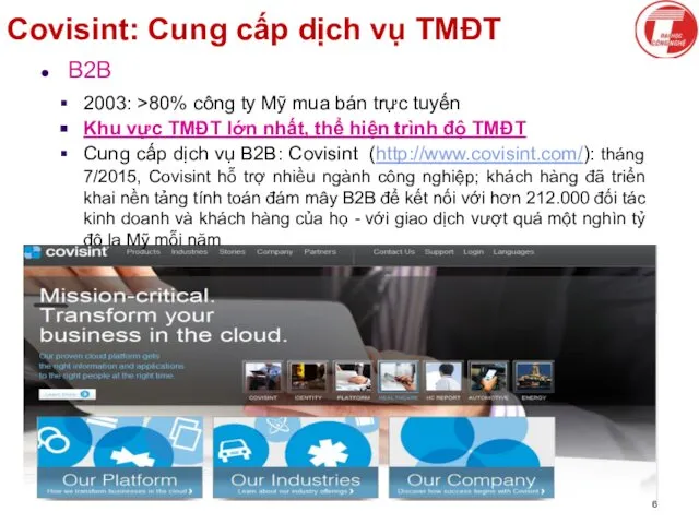 Covisint: Cung cấp dịch vụ TMĐT B2B 2003: >80% công ty