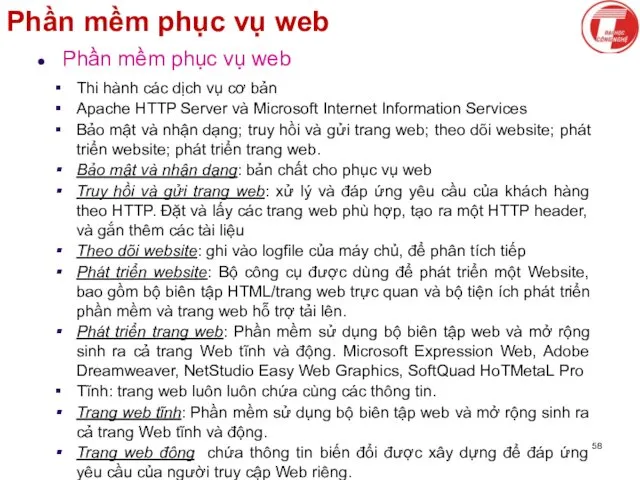 Phần mềm phục vụ web Phần mềm phục vụ web Thi