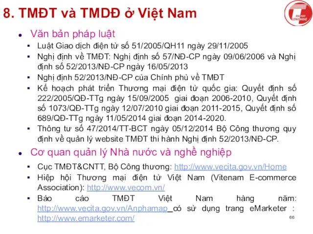 8. TMĐT và TMDĐ ở Việt Nam Văn bản pháp luật