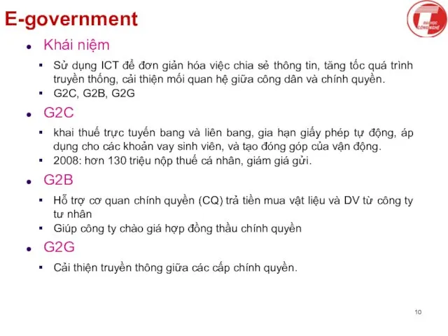 E-government Khái niệm Sử dụng ICT để đơn giản hóa việc