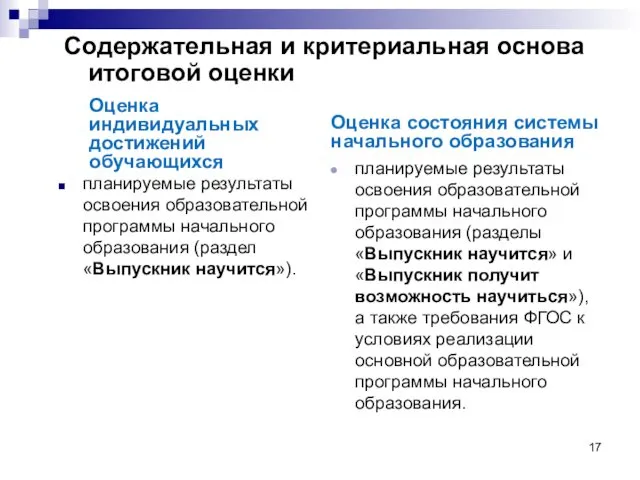 Оценка индивидуальных достижений обучающихся планируемые результаты освоения образовательной программы начального образования