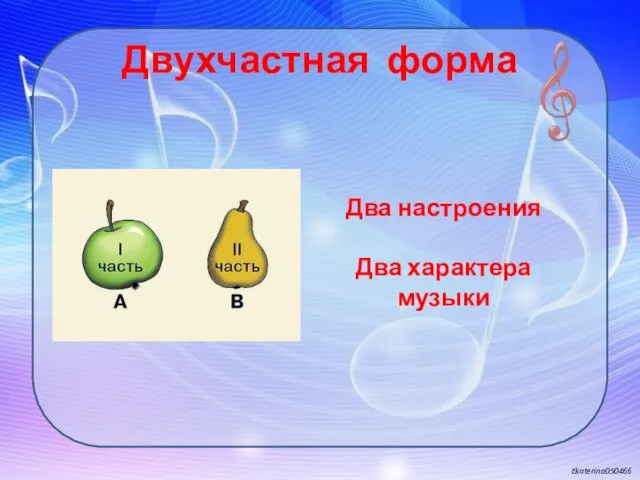 Двухчастная форма Два настроения Два характера музыки