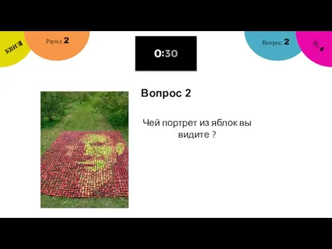 Вопрос 2 Вопрос 2 Раунд 2 КВИЗ! Из 6 Чей портрет из яблок вы видите ?