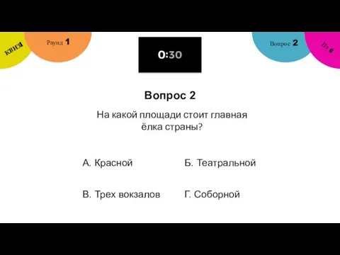 Вопрос 2 Вопрос 2 Раунд 1 КВИЗ! Из 6 На какой