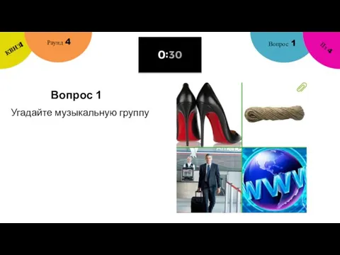 Вопрос 1 Вопрос 1 Раунд 4 КВИЗ! Из 4 Угадайте музыкальную группу