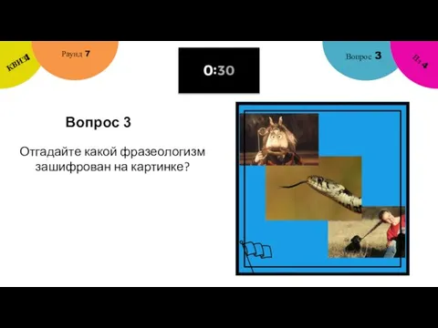 Вопрос 3 Вопрос 3 Раунд 7 КВИЗ! Из 4 Отгадайте какой фразеологизм зашифрован на картинке?