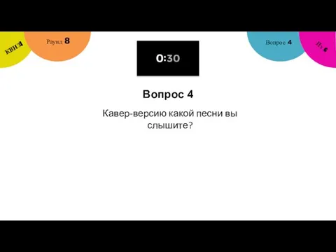 Вопрос 4 Вопрос 4 Раунд 8 КВИЗ! Из 6 Кавер-версию какой песни вы слышите?