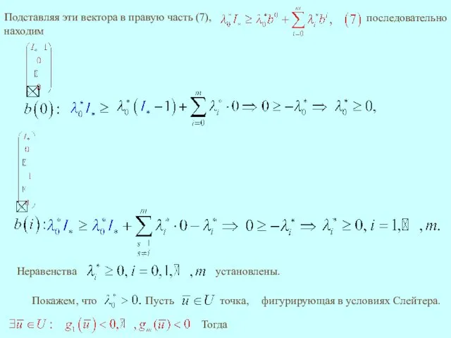 Подставляя эти вектора в правую часть (7), фигурирующая в условиях Слейтера. Тогда