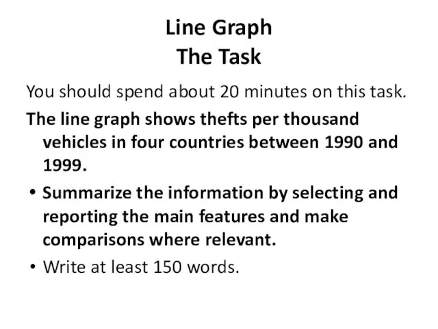 Line Graph The Task You should spend about 20 minutes on