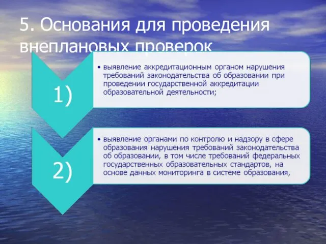 5. Основания для проведения внеплановых проверок