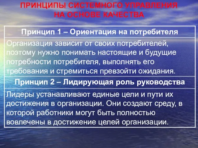 ПРИНЦИПЫ СИСТЕМНОГО УПРАВЛЕНИЯ НА ОСНОВЕ КАЧЕСТВА