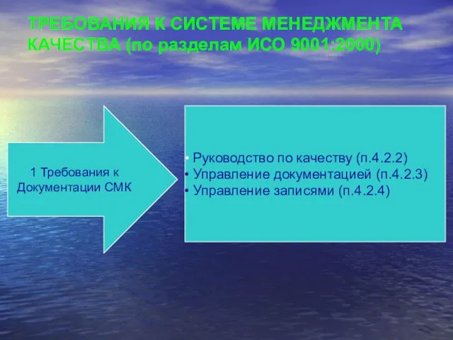 ТРЕБОВАНИЯ К СИСТЕМЕ МЕНЕДЖМЕНТА КАЧЕСТВА (по разделам ИСО 9001:2000) 1 Требования