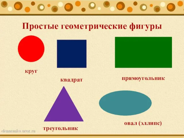 Простые геометрические фигуры треугольник прямоугольник квадрат круг овал (эллипс)