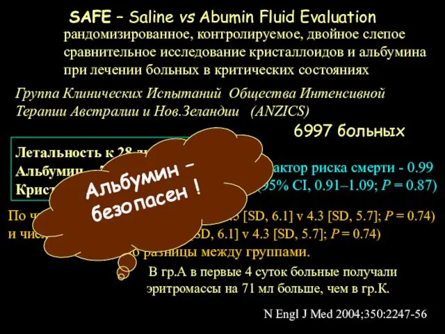 N Engl J Med 2004;350:2247-56 Группа Клинических Испытаний Общества Интенсивной Терапии