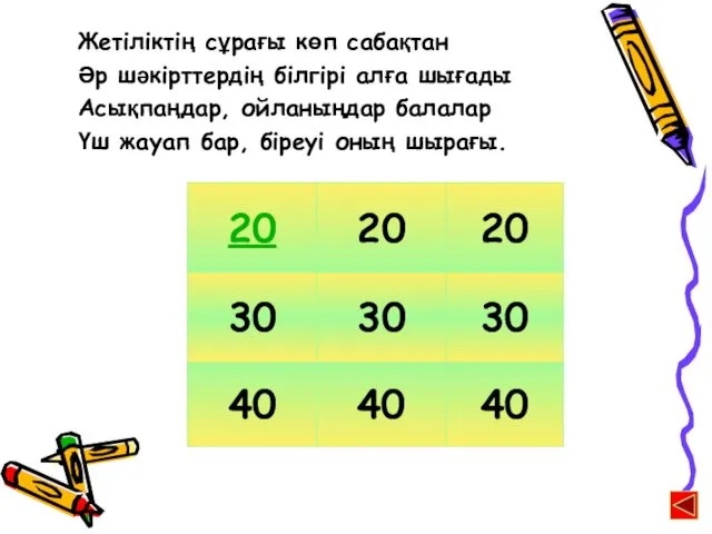 Жетіліктің сұрағы көп сабақтан Әр шәкірттердің білгірі алға шығады Асықпаңдар, ойланыңдар