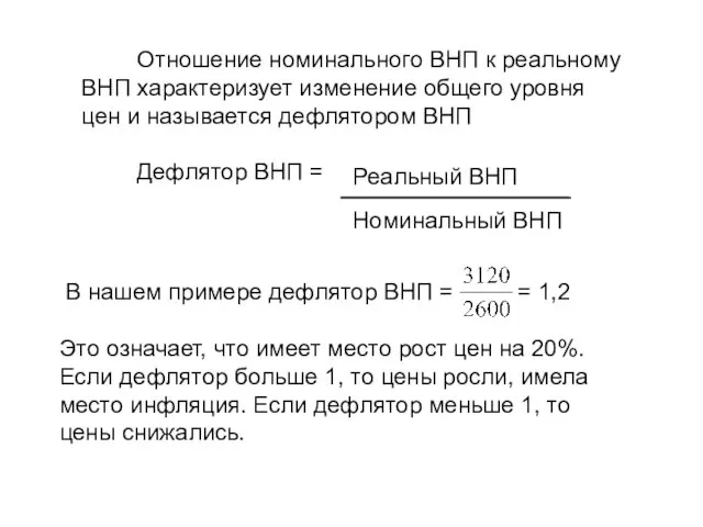 Отношение номинального ВНП к реальному ВНП характеризует изменение общего уровня цен