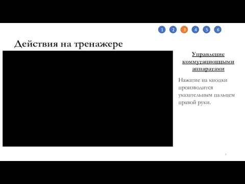 Действия на тренажере 1 2 3 4 5 6 Управление коммутационными