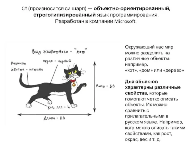 C# (произносится си шарп) — объектно-ориентированный, строготипизированный язык программирования. Разработан в