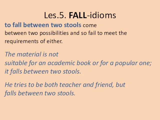 Les.5. FALL-idioms to fall between two stools come between two possibilities