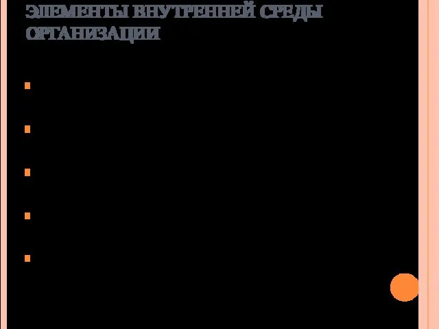 ЭЛЕМЕНТЫ ВНУТРЕННЕЙ СРЕДЫ ОРГАНИЗАЦИИ продуктовый (проектный) блок — направление деятельности организации