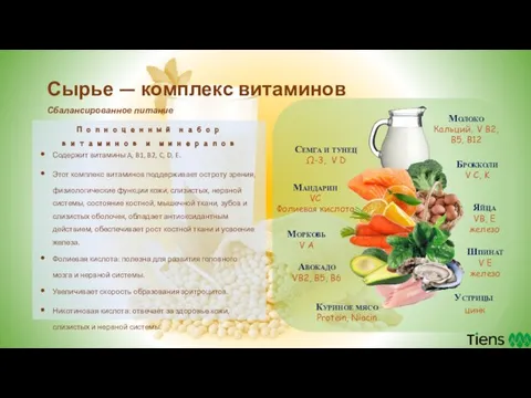 Содержит витамины A, B1, B2, C, D, E. Этот комплекс витаминов