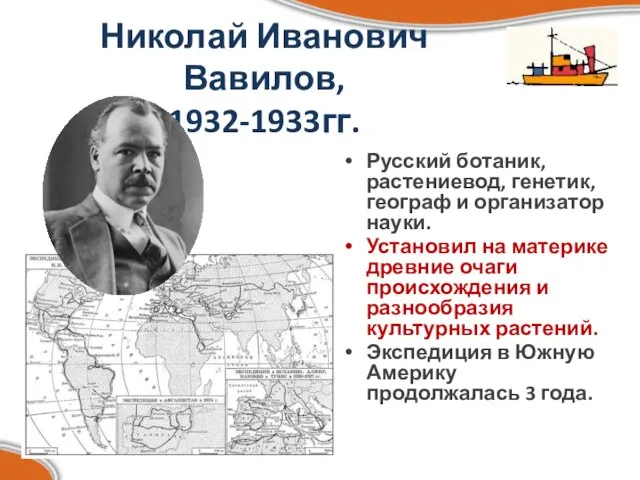 Николай Иванович Вавилов, 1932-1933гг. Русский ботаник, растениевод, генетик, географ и организатор