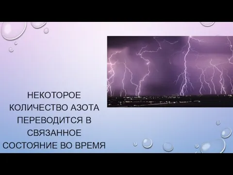 НЕКОТОРОЕ КОЛИЧЕСТВО АЗОТА ПЕРЕВОДИТСЯ В СВЯЗАННОЕ СОСТОЯНИЕ ВО ВРЕМЯ ГРОЗЫ