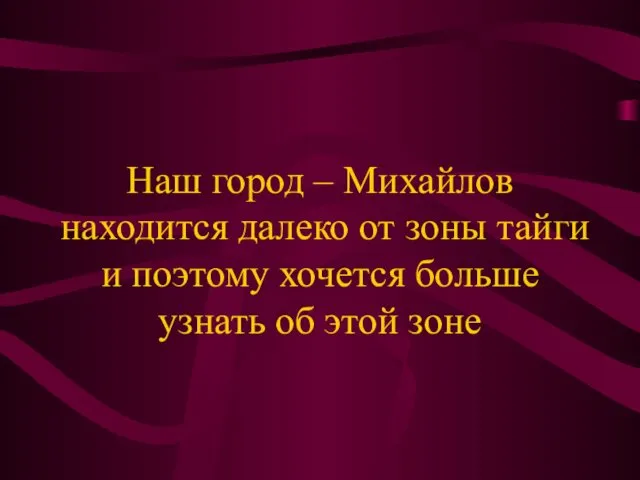 Наш город – Михайлов находится далеко от зоны тайги и поэтому