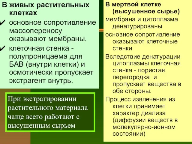 В живых растительных клетках основное сопротивление массопереносу оказывают мембраны. клеточная стенка