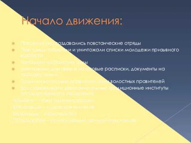 Повсеместно создавались повстанческие отряды Повстанцы отбирали и уничтожали списки молодежи призывного