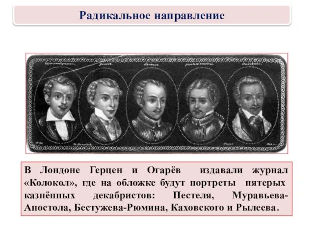 В Лондоне Герцен и Огарёв издавали журнал «Колокол», где на обложке