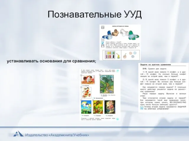 Познавательные УУД устанавливать основания для сравнения;