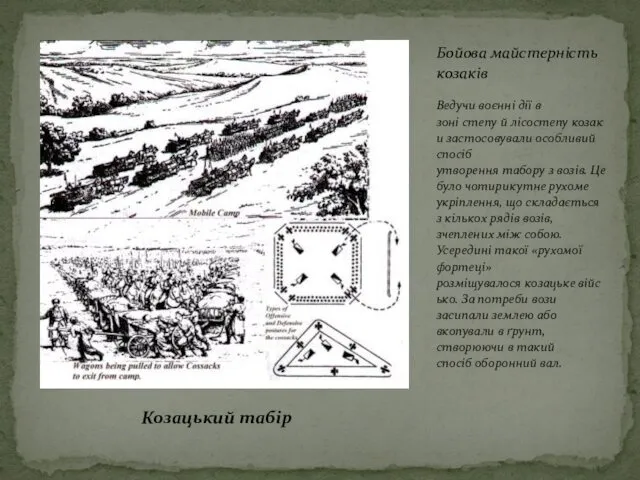 Бойова майстерність козаків Ведучи воєнні дії в зоні степу й лісостепу