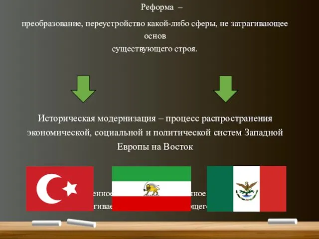 Реформа – преобразование, переустройство какой-либо сферы, не затрагивающее основ существующего строя.