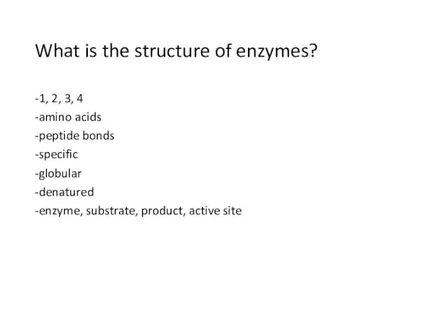What is the structure of enzymes? -1, 2, 3, 4 -amino