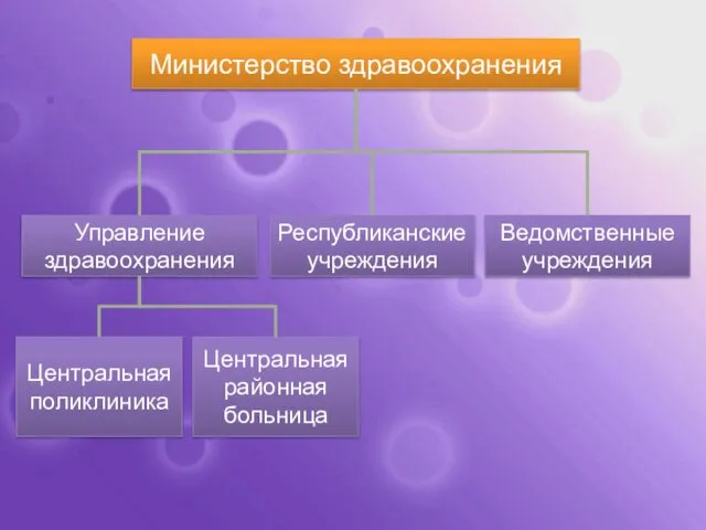 Министерство здравоохранения Управление здравоохранения Центральная поликлиника Центральная районная больница Республиканские учреждения Ведомственные учреждения