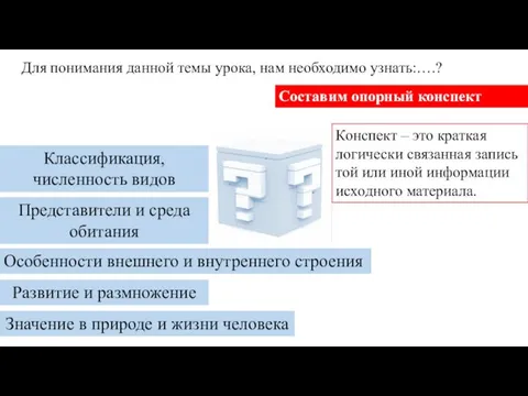 Для понимания данной темы урока, нам необходимо узнать:….? Классификация, численность видов